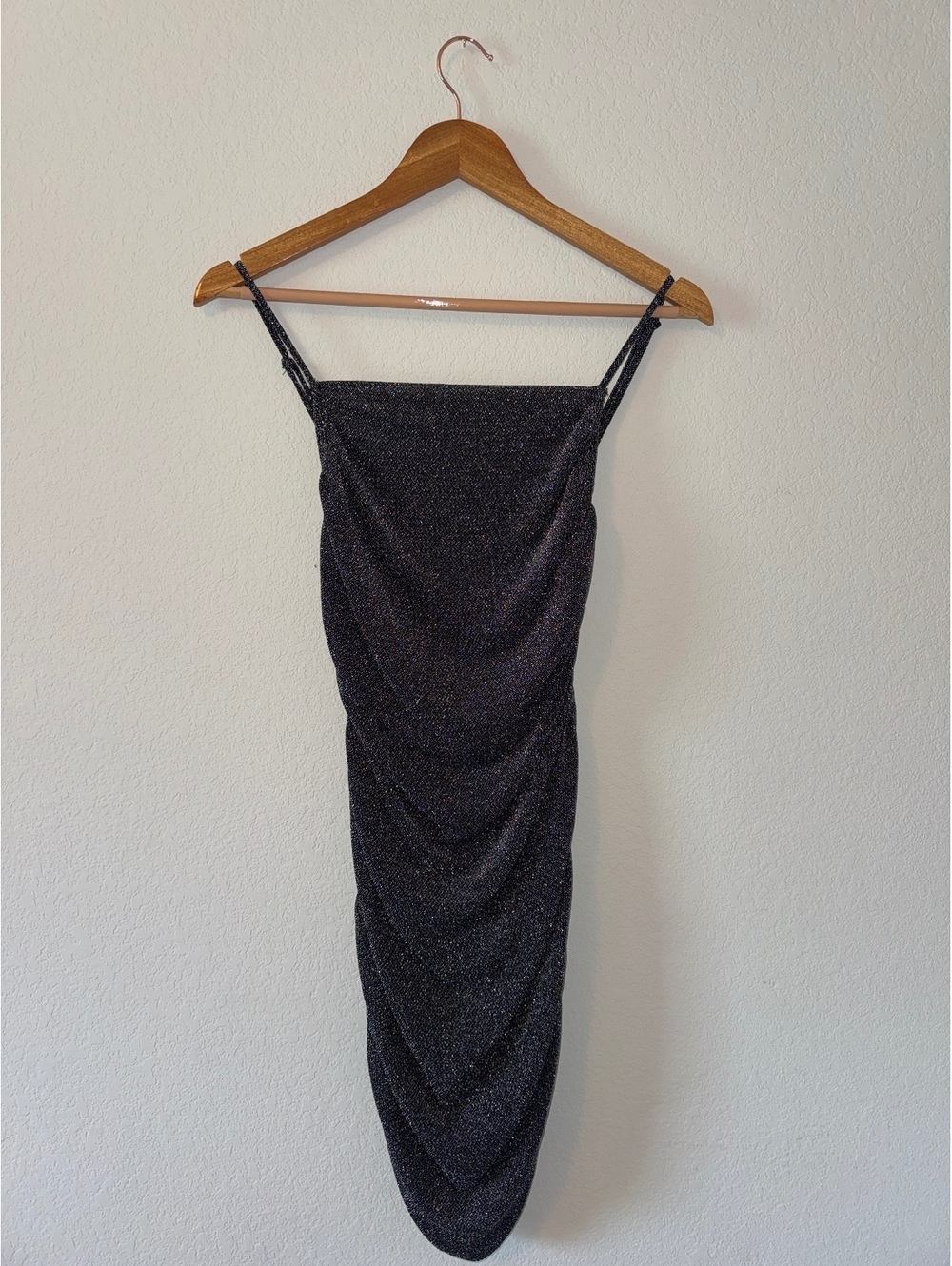 Medium Love Tree Grey Sparkly Ruched Mini Bodycon Dress